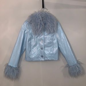 Urban Outfitters — Mia Pleather Faux Fur Trim Coat